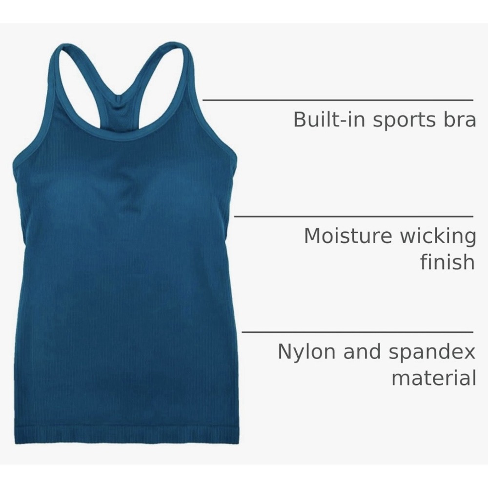 Sphinx Cat Ribbed Racerback‎ Tank Built In Bra Blue Size S Athletic - Picture 3 of 7
